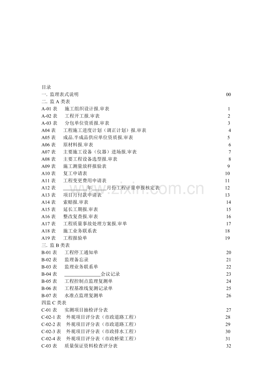 市政工程监理资料表式汇编.doc_第1页