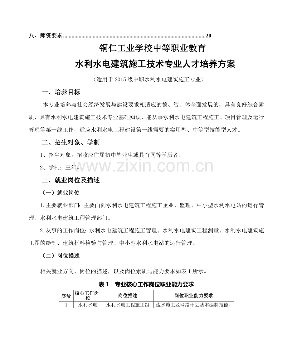 2015级中职水利水电修建施工技巧专业人才造就计划.doc_第3页