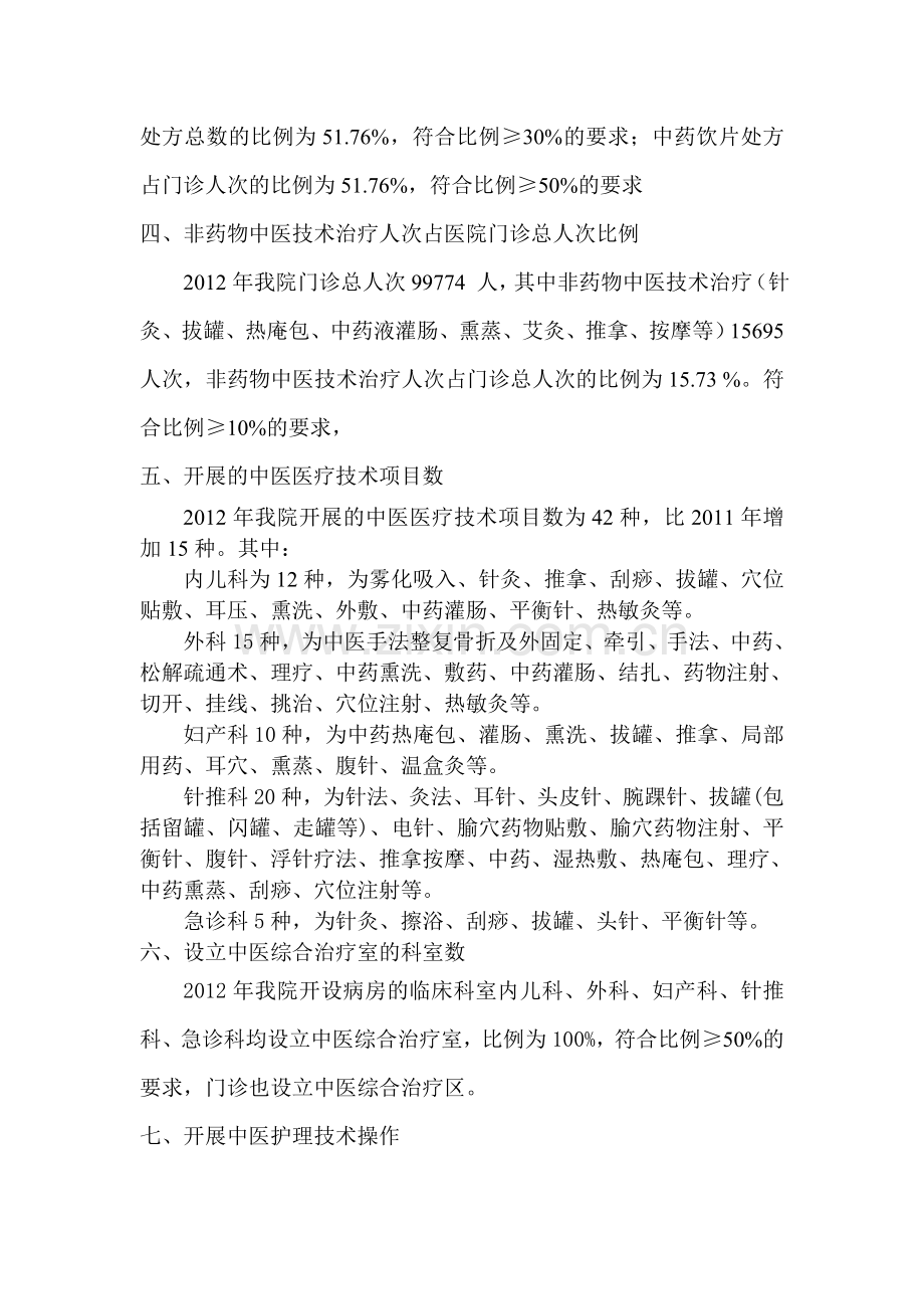 2012年中医药特色指标考核分析.doc_第2页
