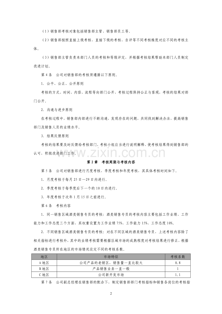 白酒行业销售部考核制度设计.doc_第2页