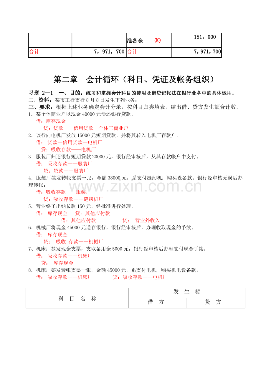 金融企业会计习题集答案.doc_第2页