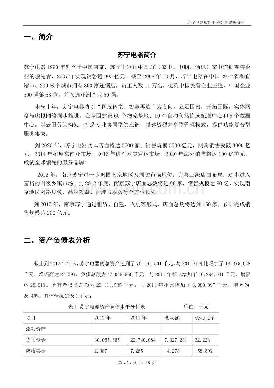 苏宁电器财务报表分析.doc_第3页