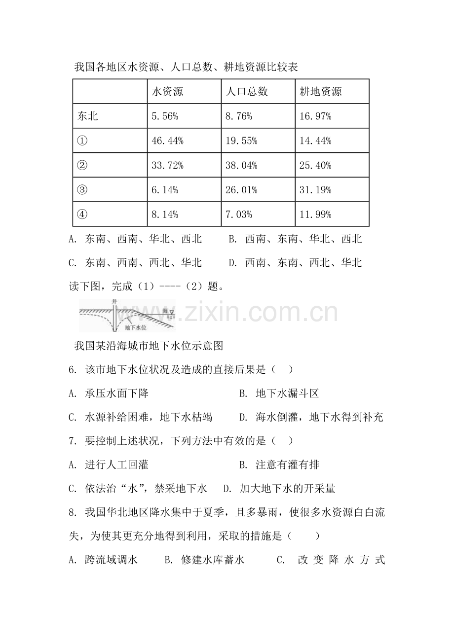 水资源的合理利用同步练习1.doc_第2页