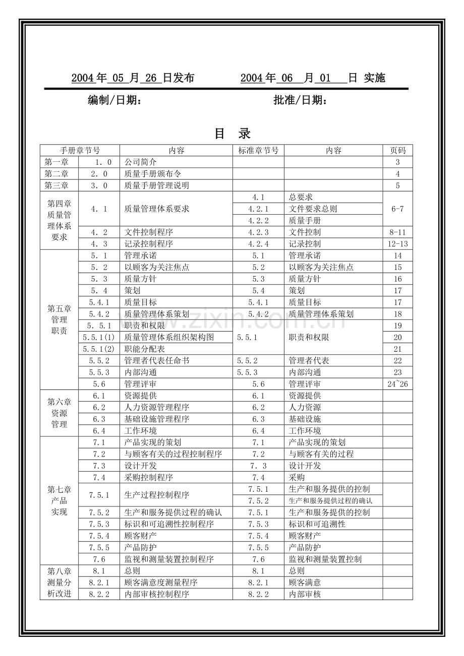 五金加工企业ISO9001认证质量管理手册0.doc_第3页