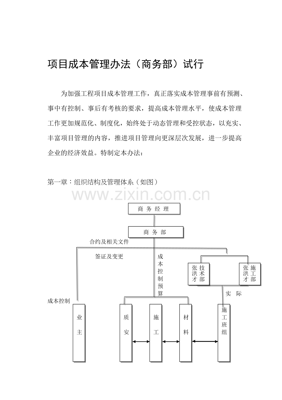 项目成本管理办法(文档及各流程图).doc_第1页