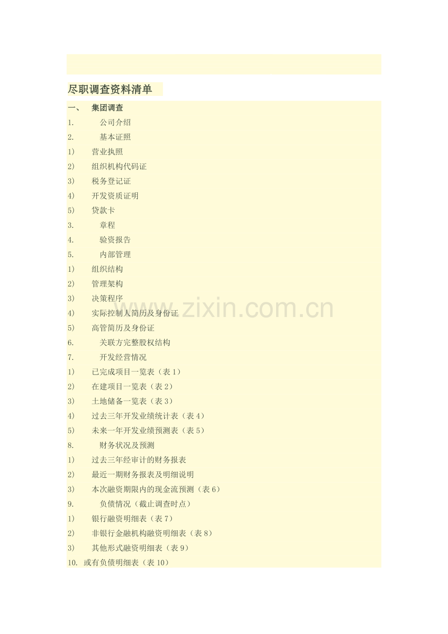 房地产企业调查资料清单.doc_第1页