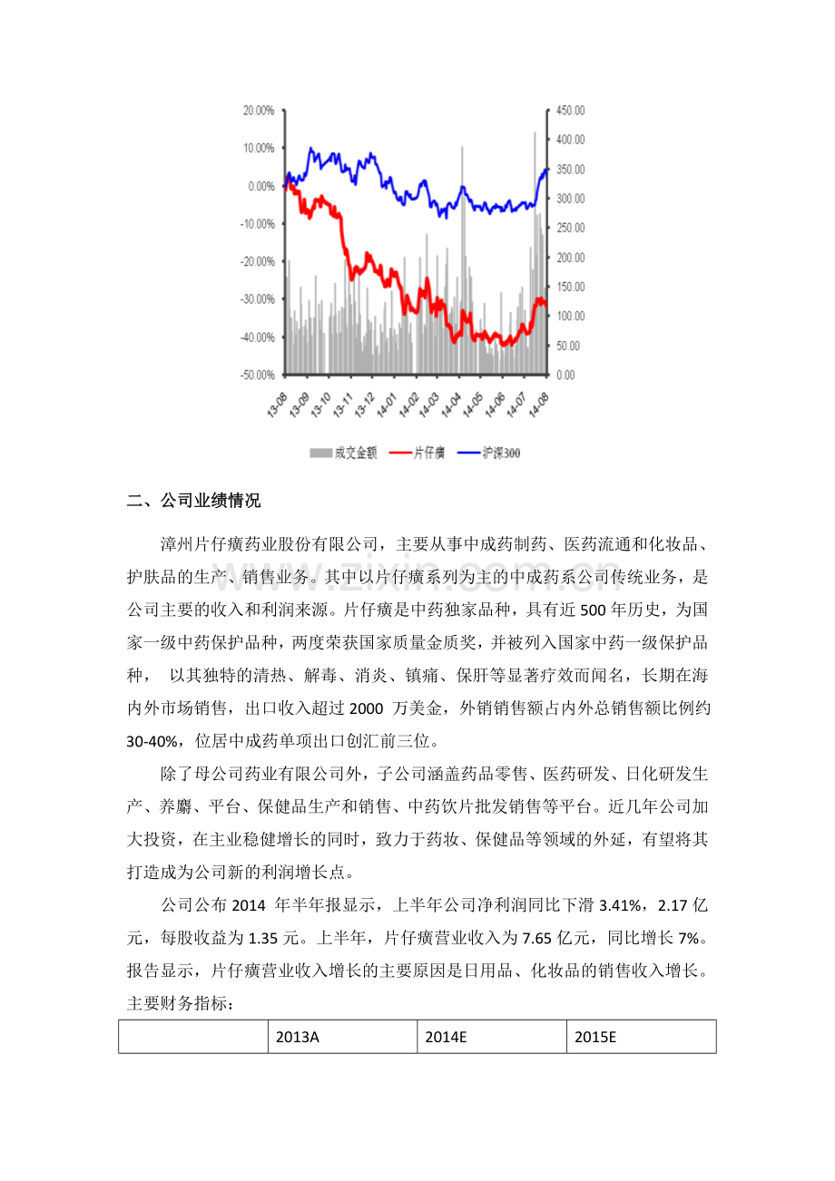 片仔癀投资价值初步分析报告.doc_第2页