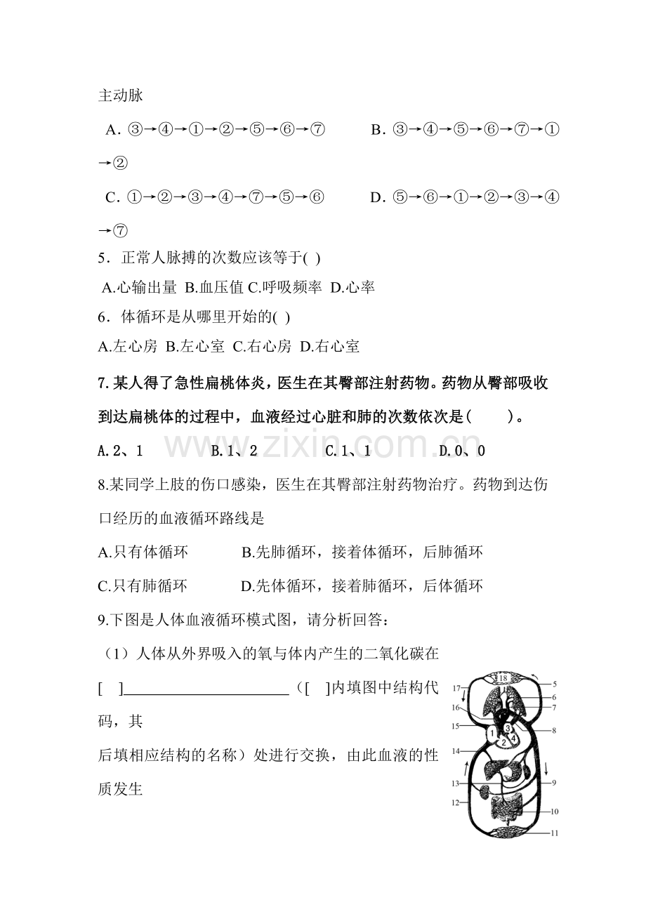 物质运输的途径同步练习.doc_第2页