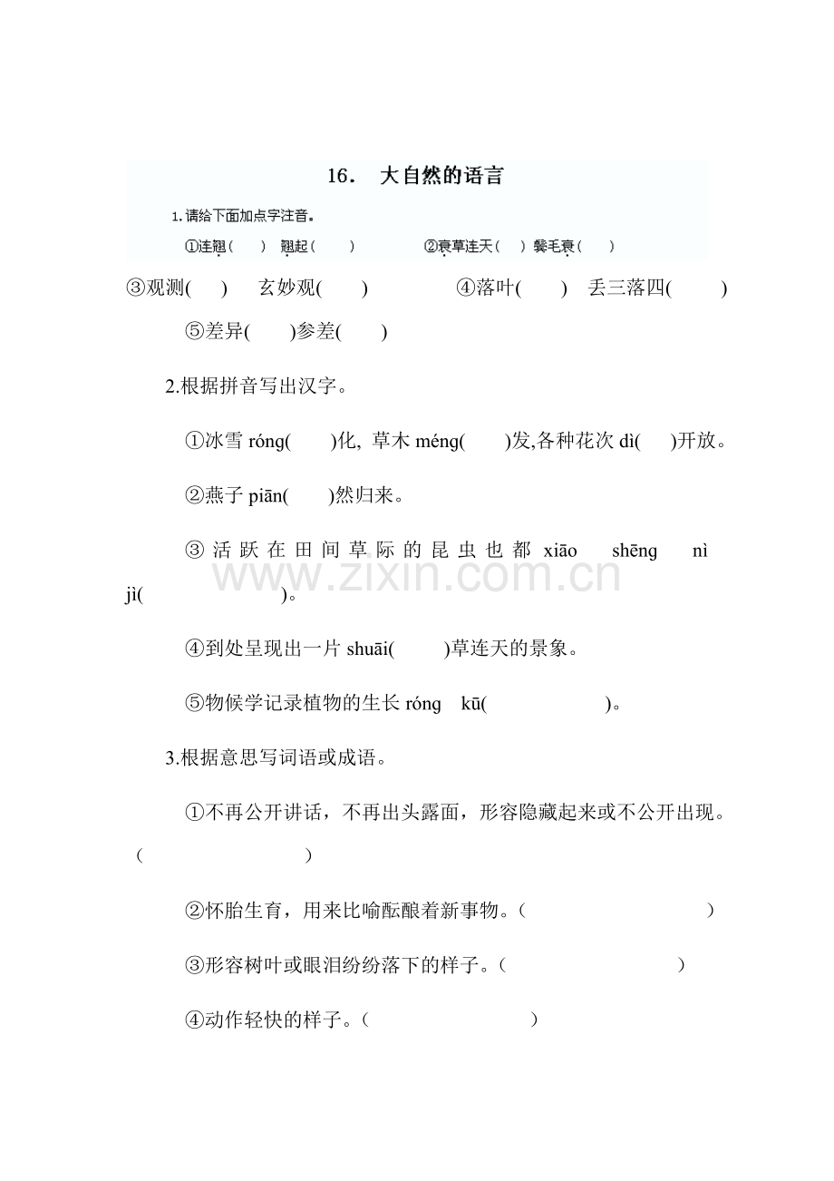 大自然的语言同步练习3.doc_第1页