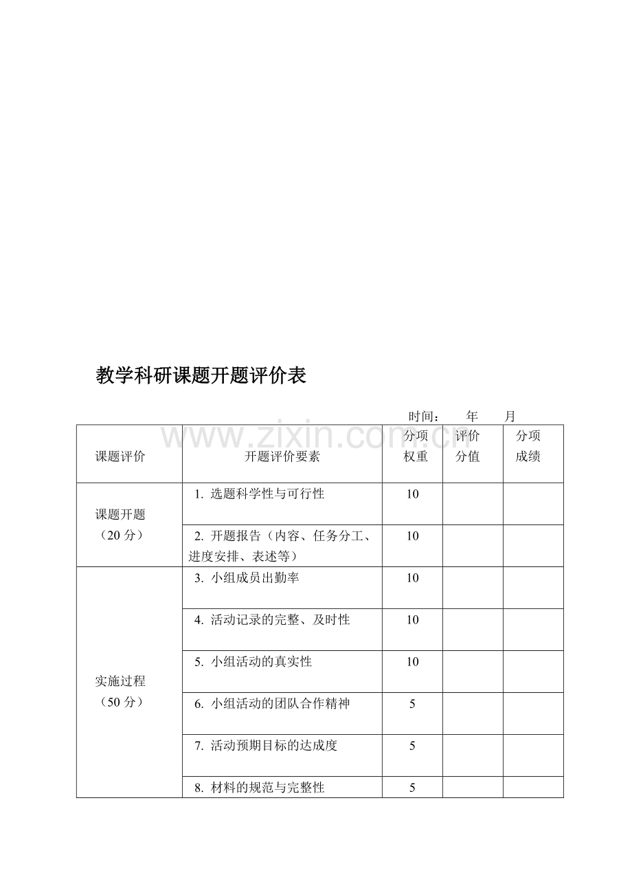 研究性学习课题评价表.doc_第1页