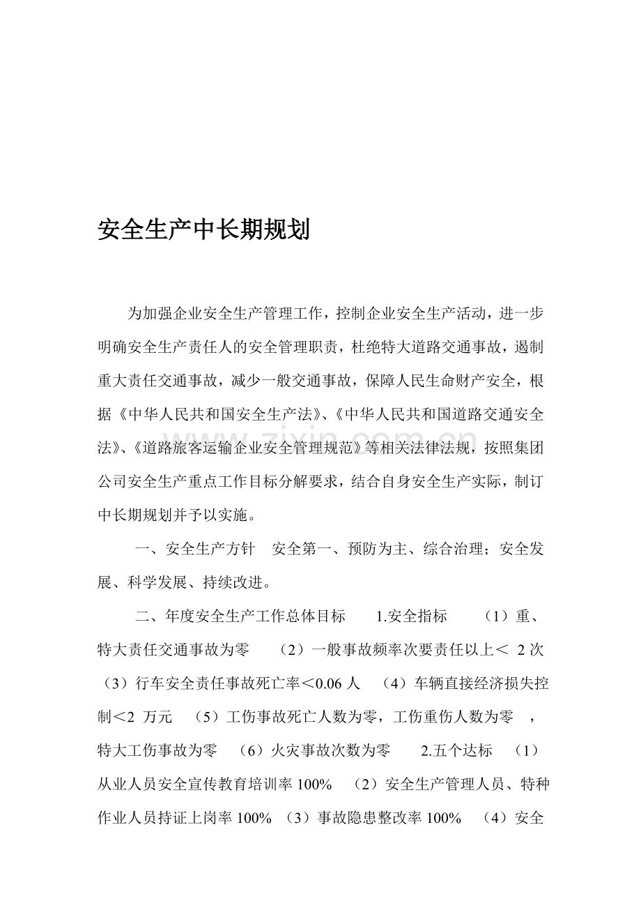 运输公司安全生产中长期规划.doc_第1页