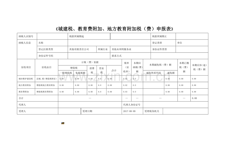 2017地税附加税申报表.doc_第1页