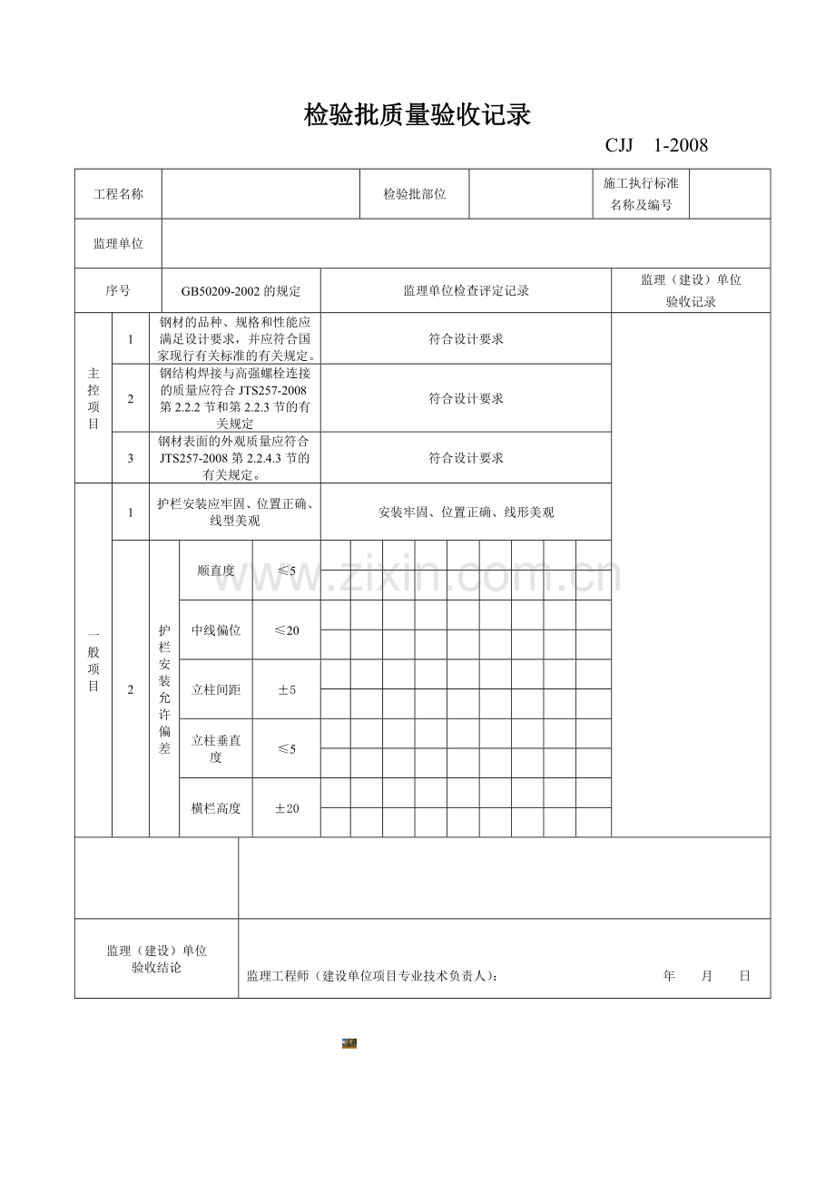 不锈钢栏杆制作与安装工程检验批质量检验记录.doc_第3页