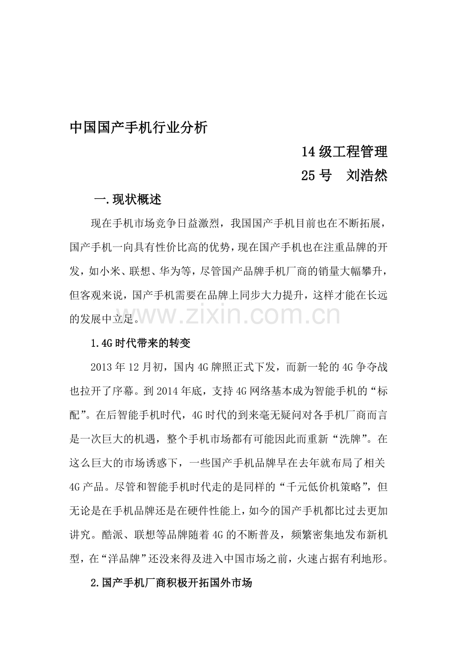 中国国产手机市场行业分析.doc_第1页