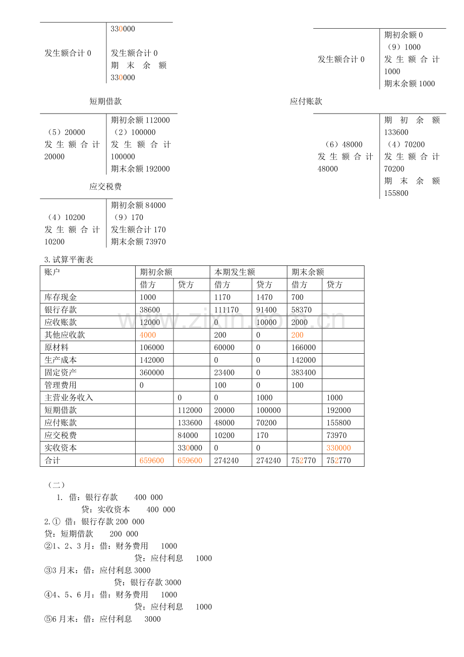 本科《会计学原理》全书习题答案.doc_第3页