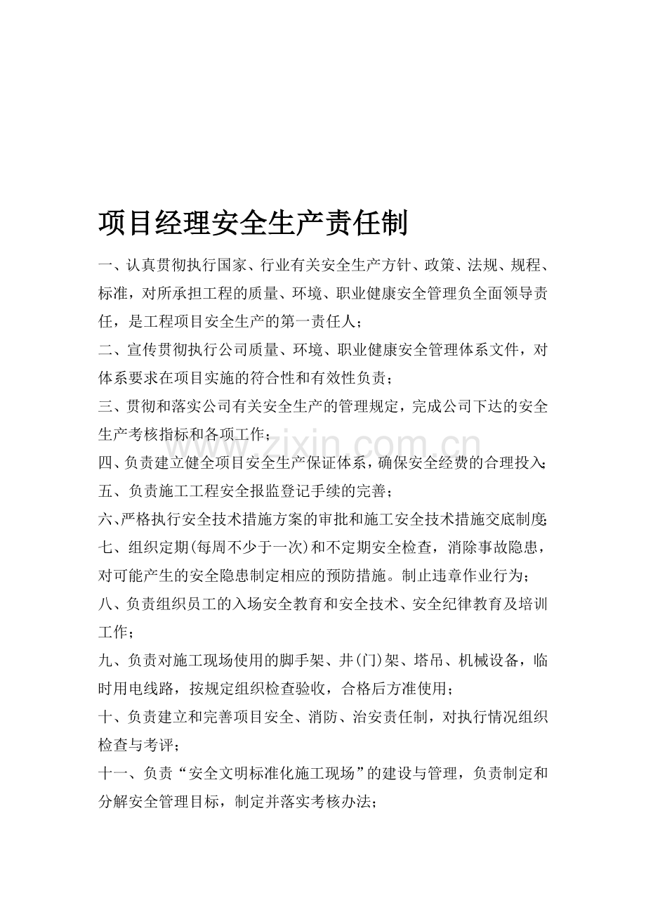 项目人员安全生产责任制.doc_第1页