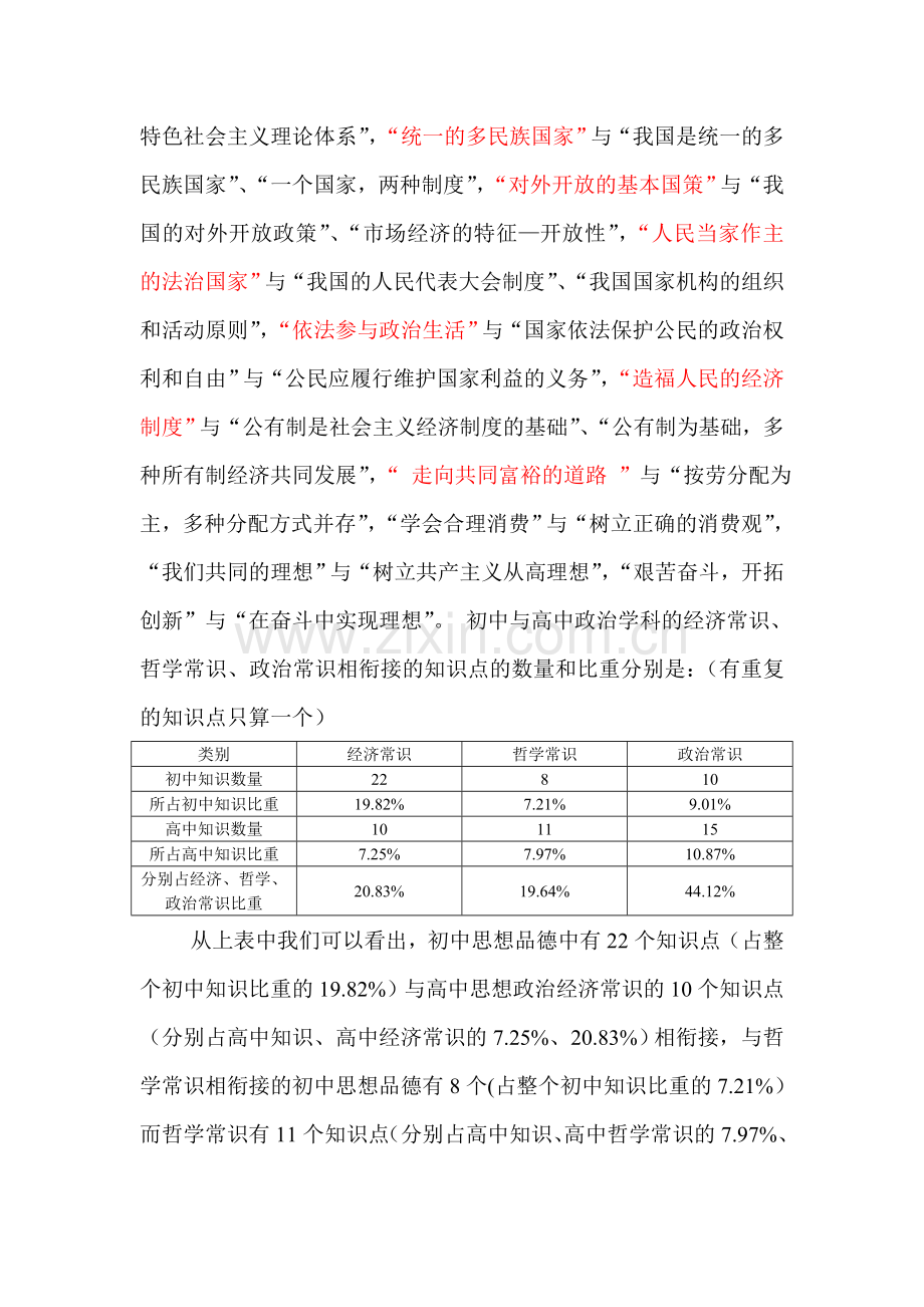 初中与高中政治学科知识衔接内容的统计分析报告.doc_第3页