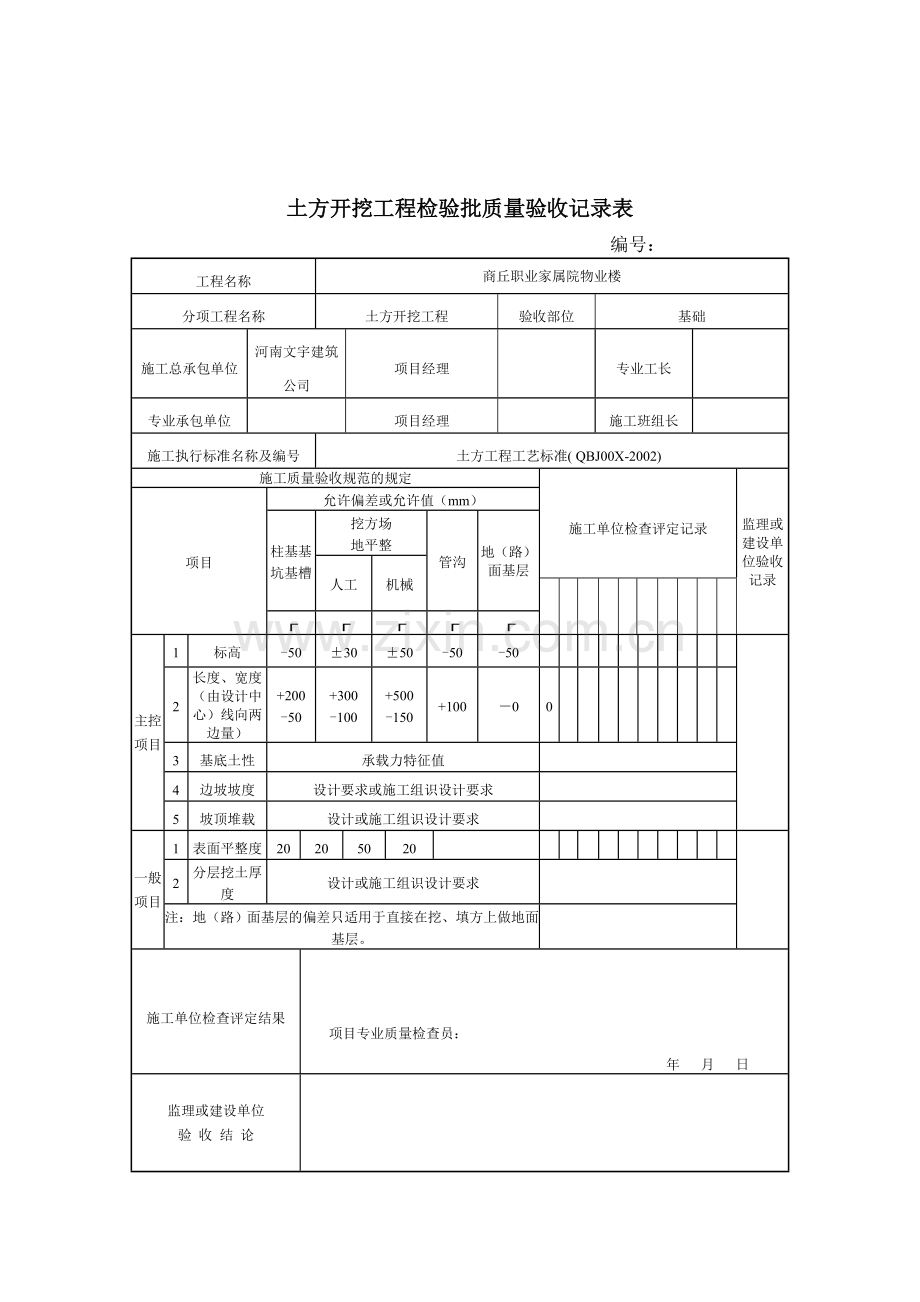 土方开挖分项工程质量验收记录.doc_第2页