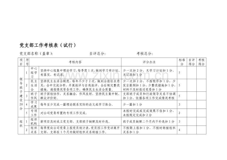 党支部工作考核表-.doc_第1页