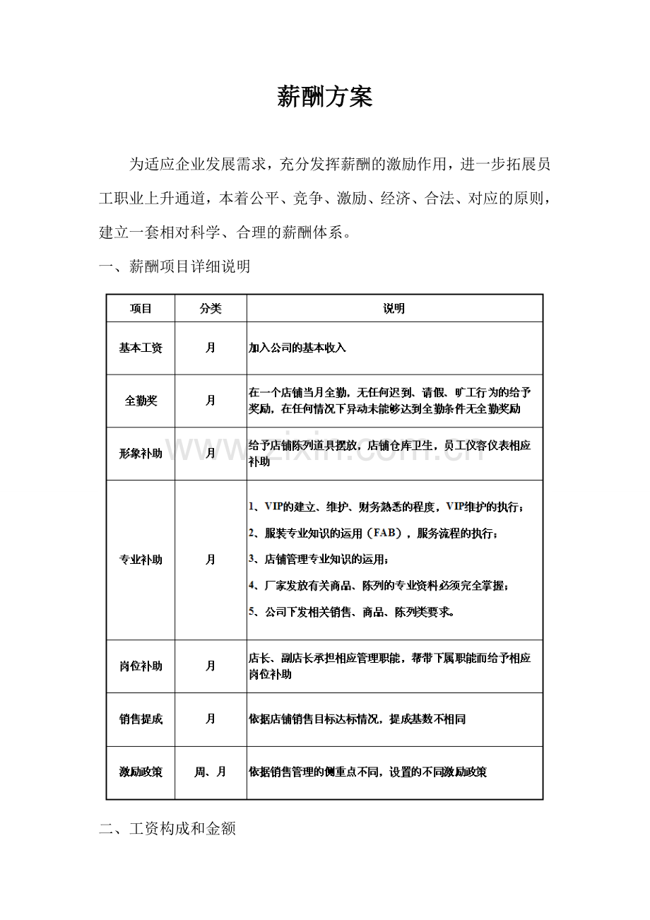 服装店薪酬方案.doc_第1页