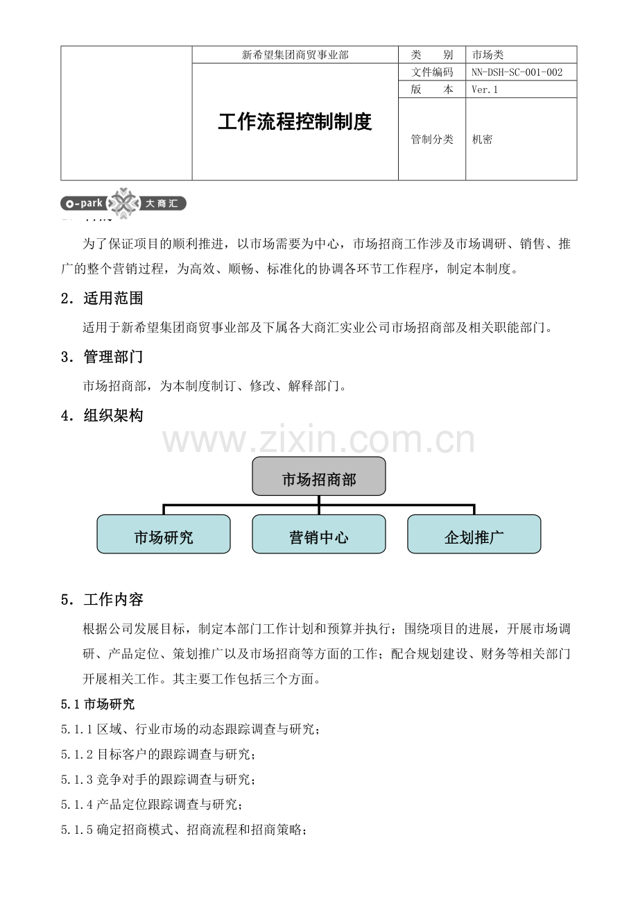 sc001-002市场招商部工作流程控制制度.doc_第1页