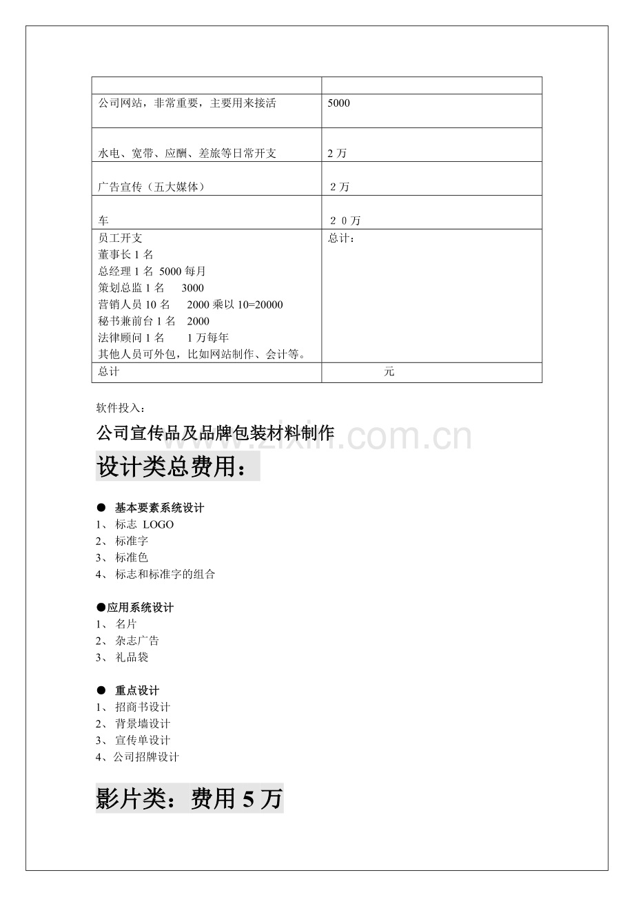 成立公司开支预算.doc_第3页