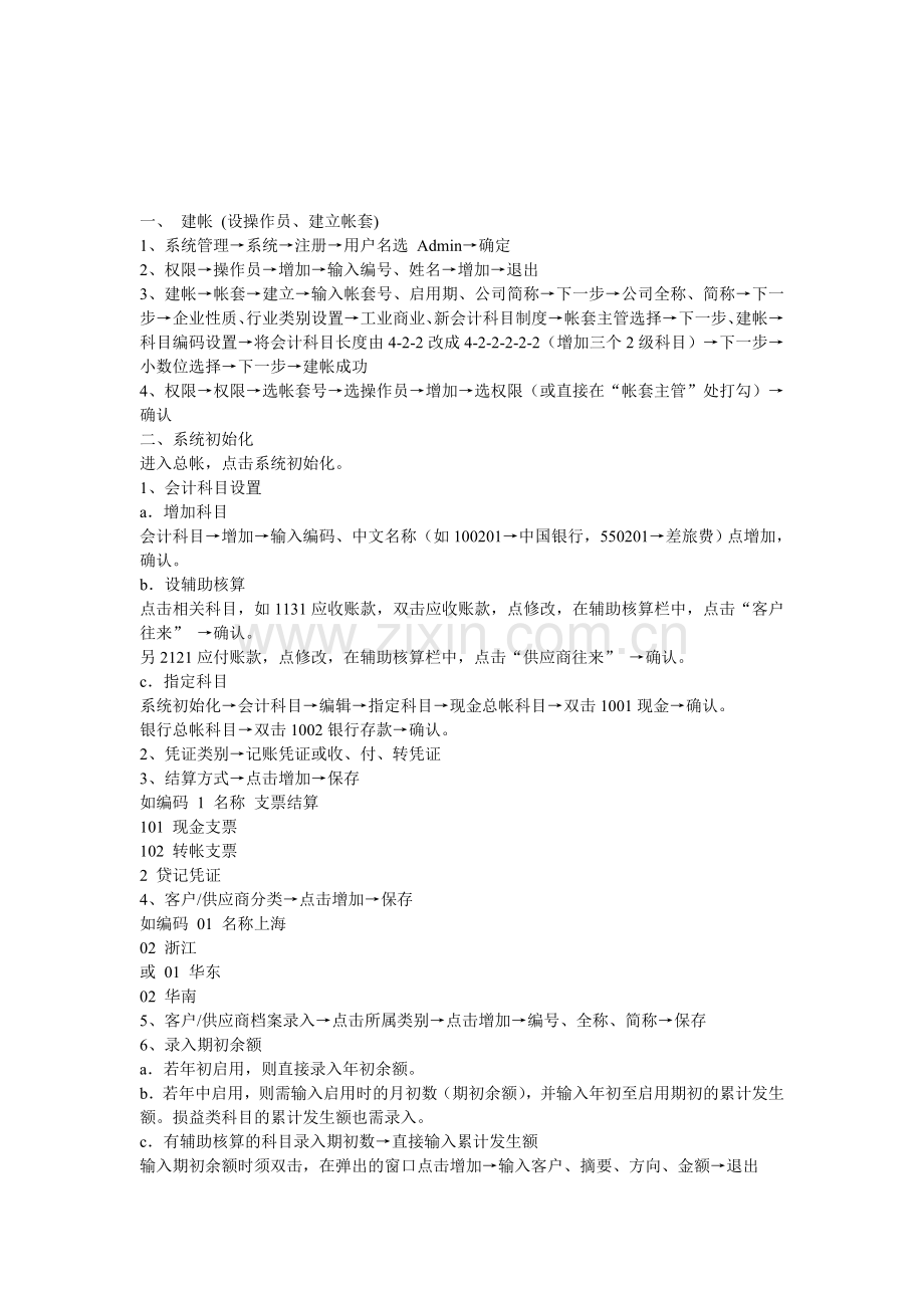 用友财务软件详细操作流程.doc_第1页