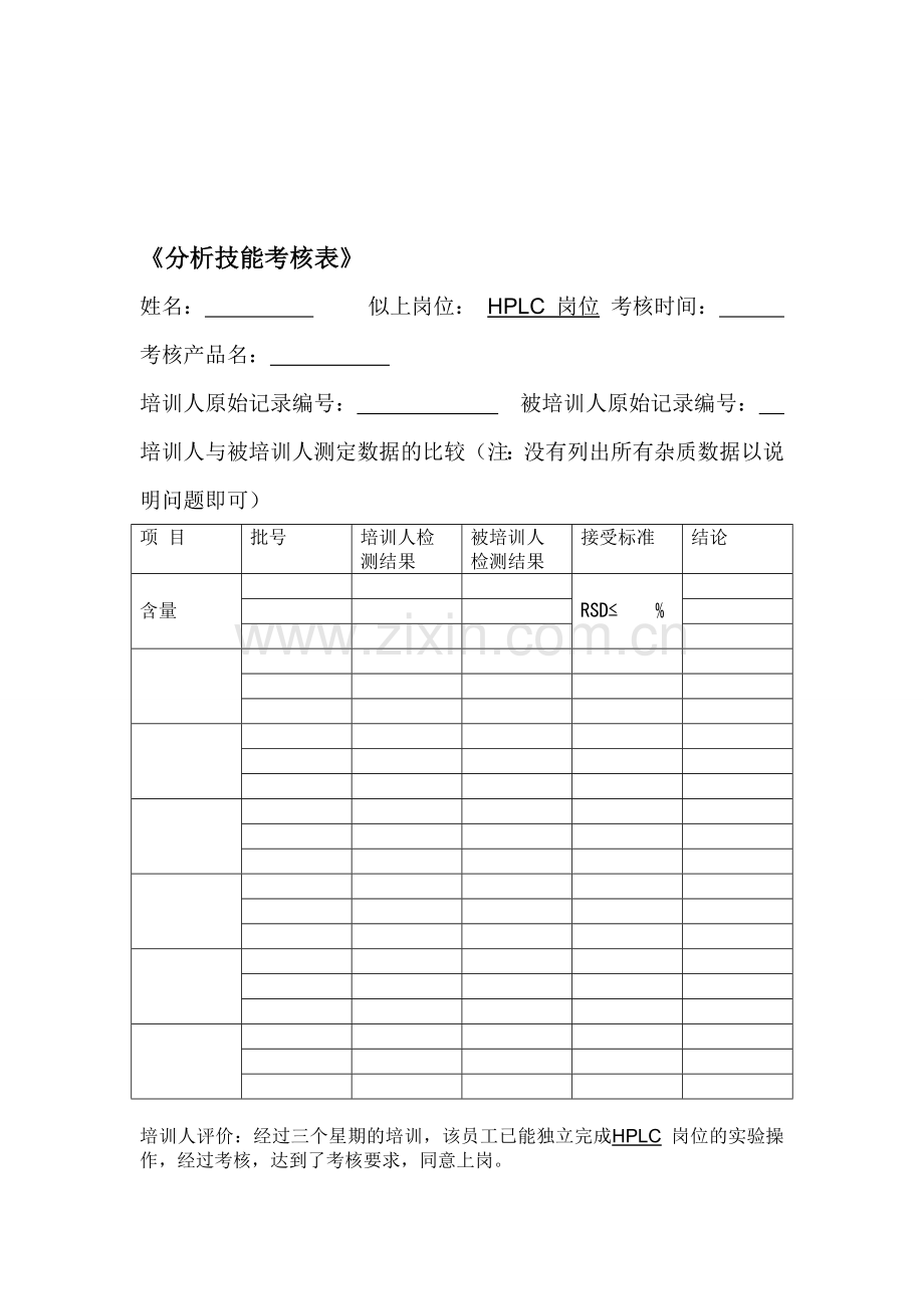 分析技能考核表.doc_第1页