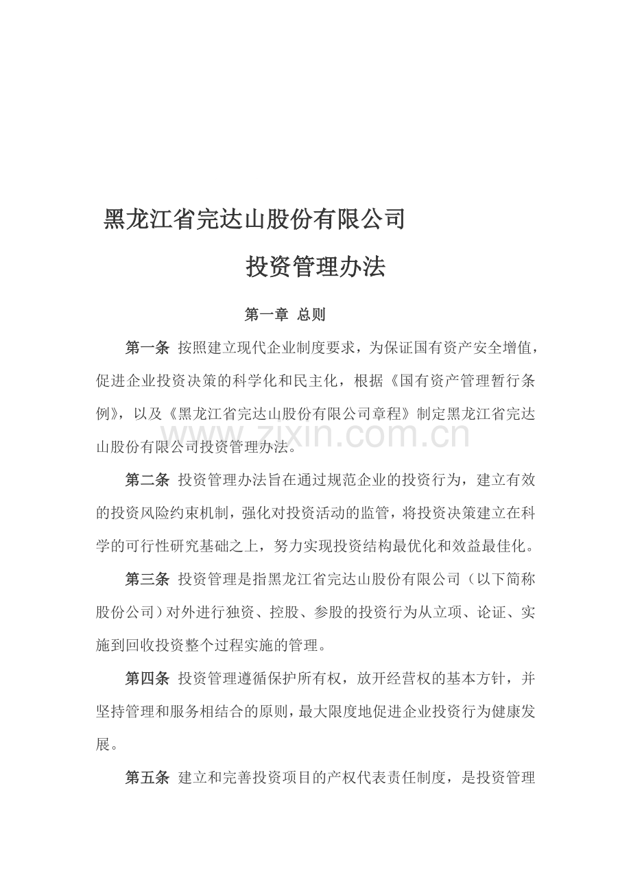 弗迪尔财务制度系列-投资管理暂行办法.doc_第1页