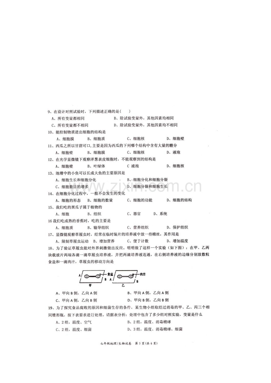 2015-2016学年七年级生物上册期中调研测试题2.doc_第2页