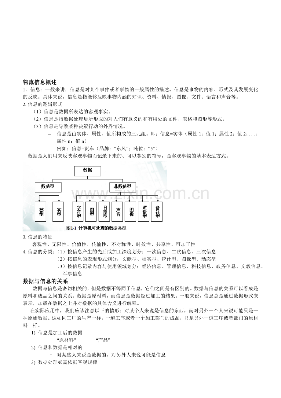 山东交通学院物流信息系统信息期末复习.doc_第1页