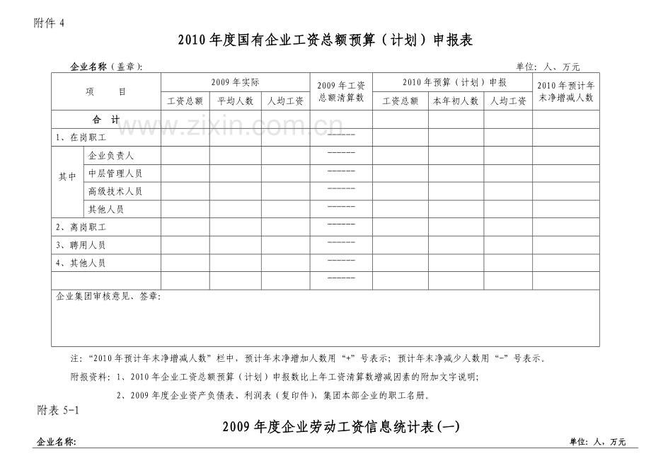 2009年度国有企业工资总额预算(计划)清算表.doc_第3页