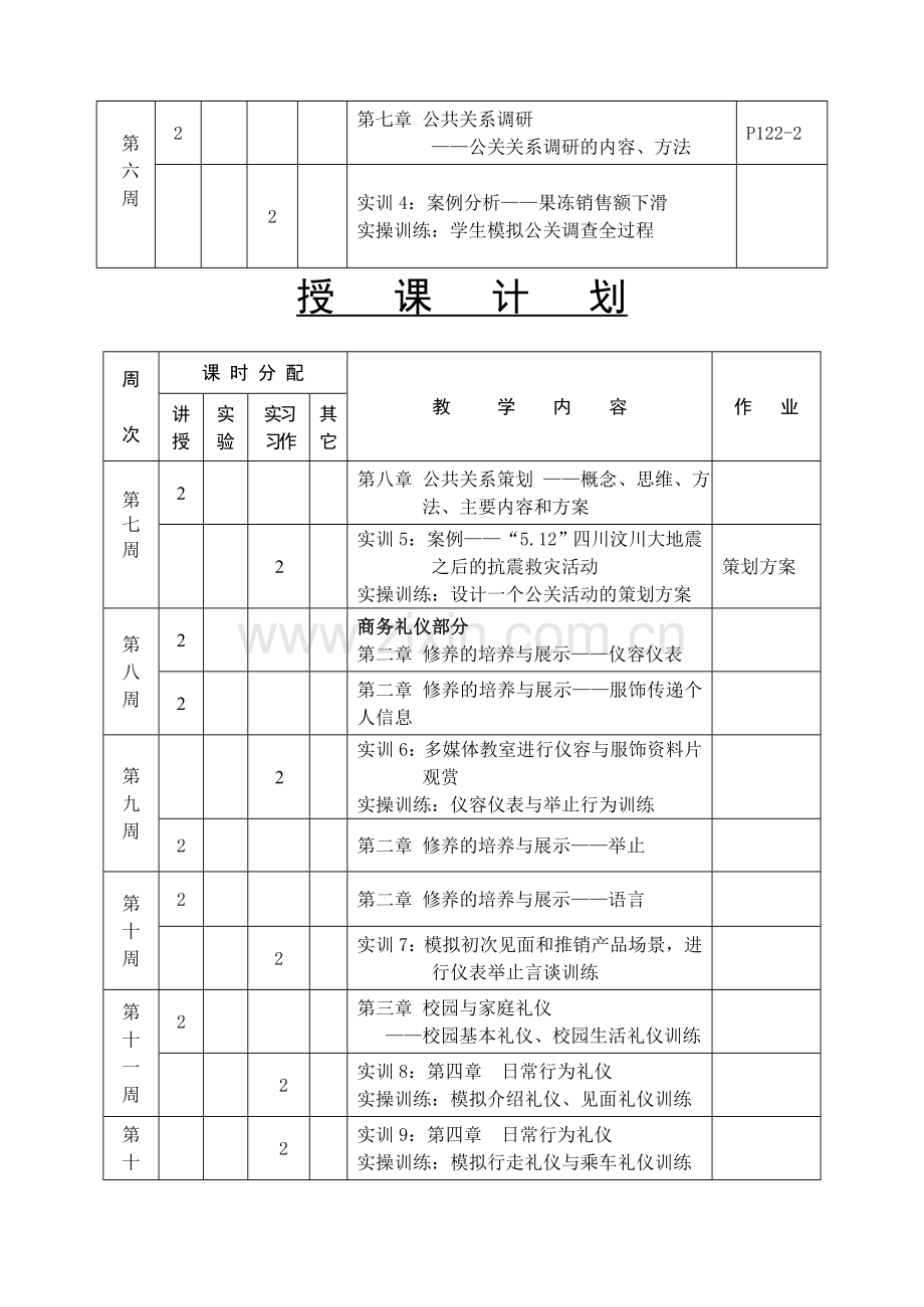 《公共关系与商务礼仪》授课计划.doc_第3页