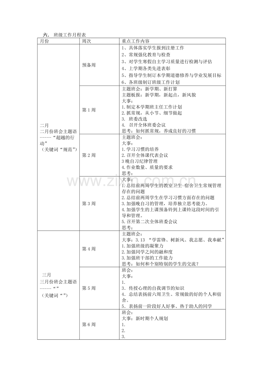 2010---2011学年度高一(13)第二学期班级工作计划.doc_第3页