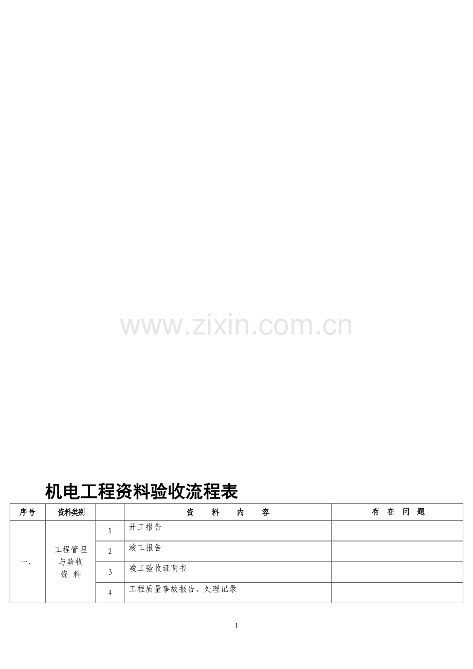 1《机电工程资料验收流程表》--报验一.doc_第1页