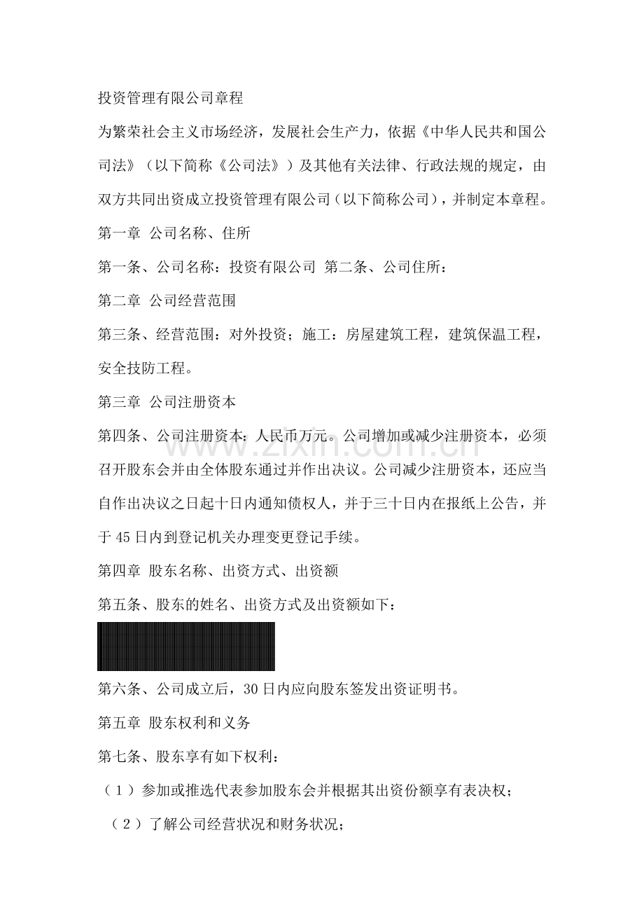 投资管理有限公司章程.doc_第1页