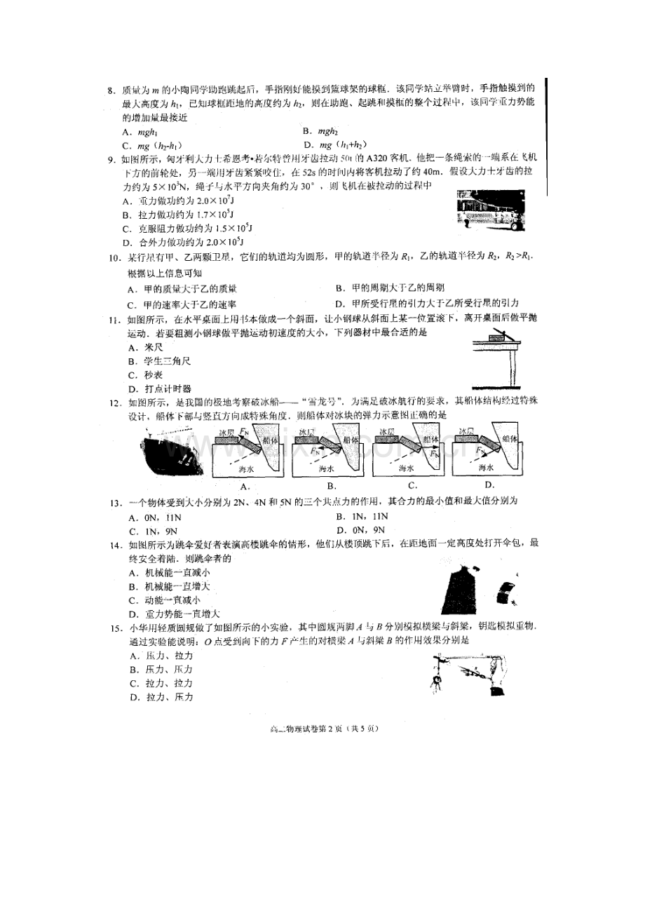 江苏省镇江市2015-2016学年高二物理下册学业水平测试.doc_第2页