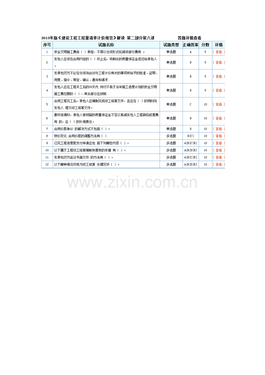 2014年招标师继续教育-2013建设工程工程量清单计价规范答案.doc_第3页