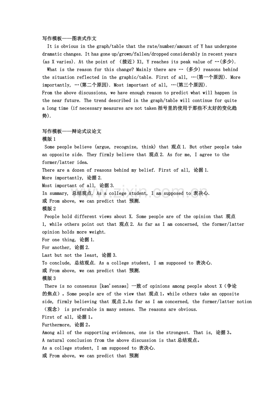 大学英语作文万能模板-万能句(内部资料).doc_第2页