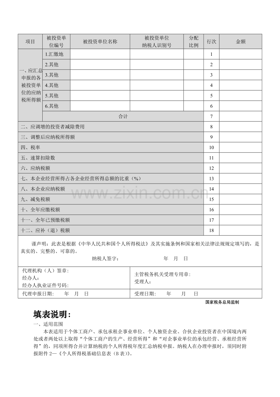 生产、经营所得投资者个人所得税汇总申报表9.doc_第2页