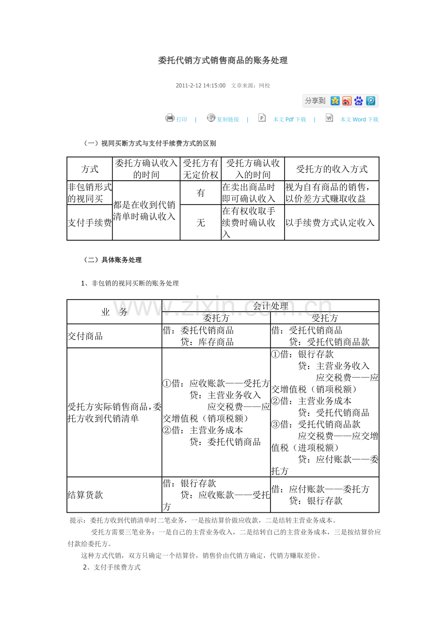 委托代销方式销售商品的账务处理.doc_第1页