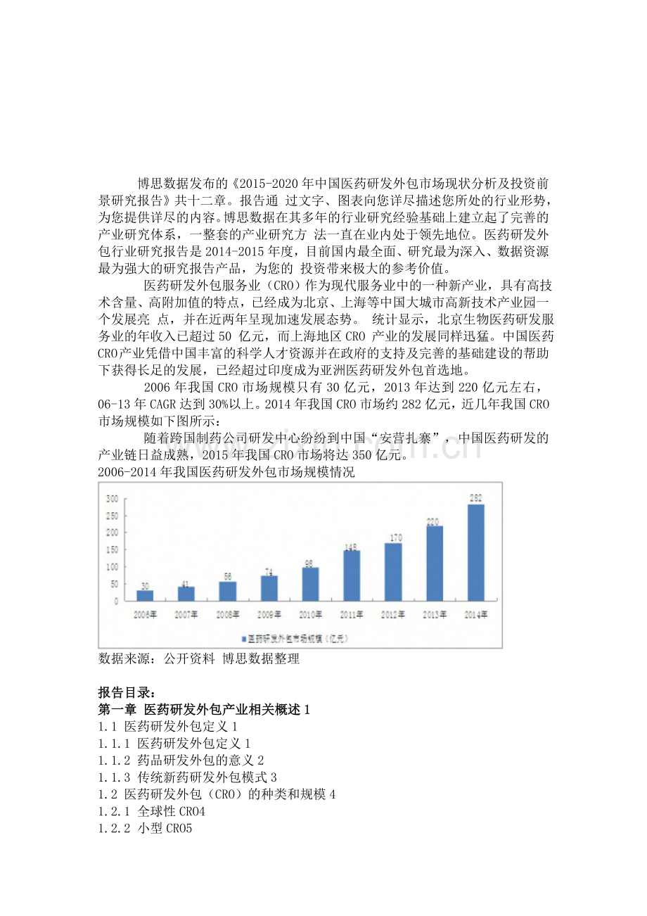 中国医药研发外包市场现状分析及投资前景研究报告.doc_第1页