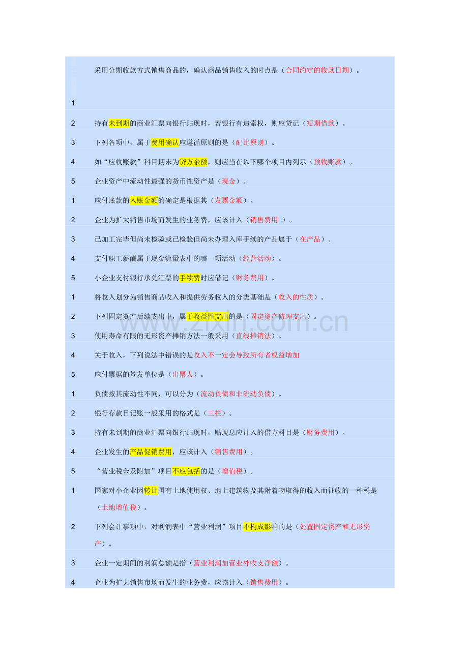 选择2012继续教育(出纳、小企业会计准则).doc_第1页