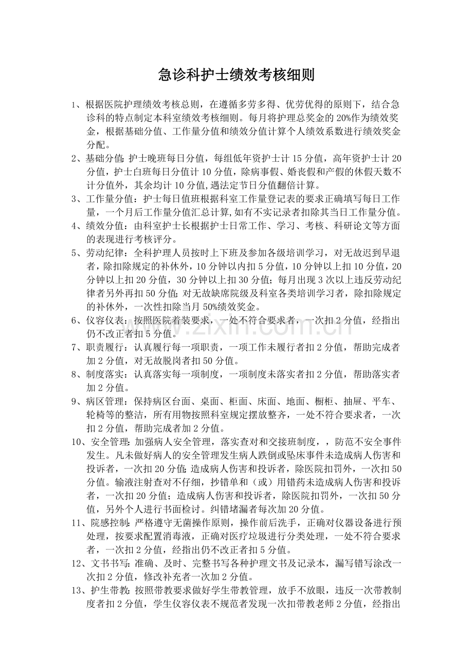 急诊科绩效考核本..doc_第1页