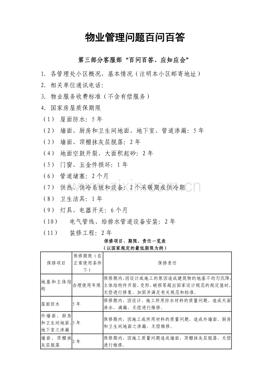 物业管理问题百问百答(客服).doc_第1页