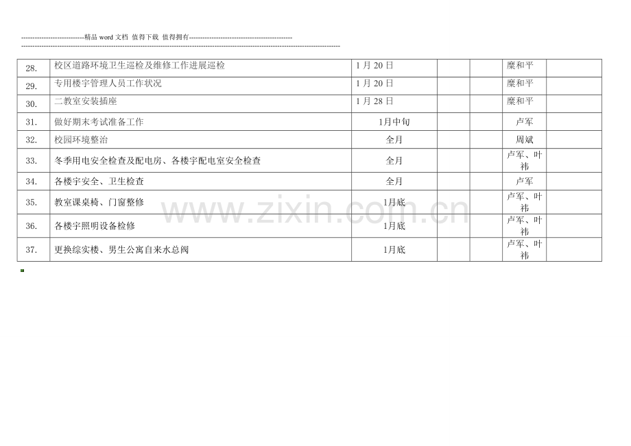 后勤公司1月份工作计划表.doc_第3页