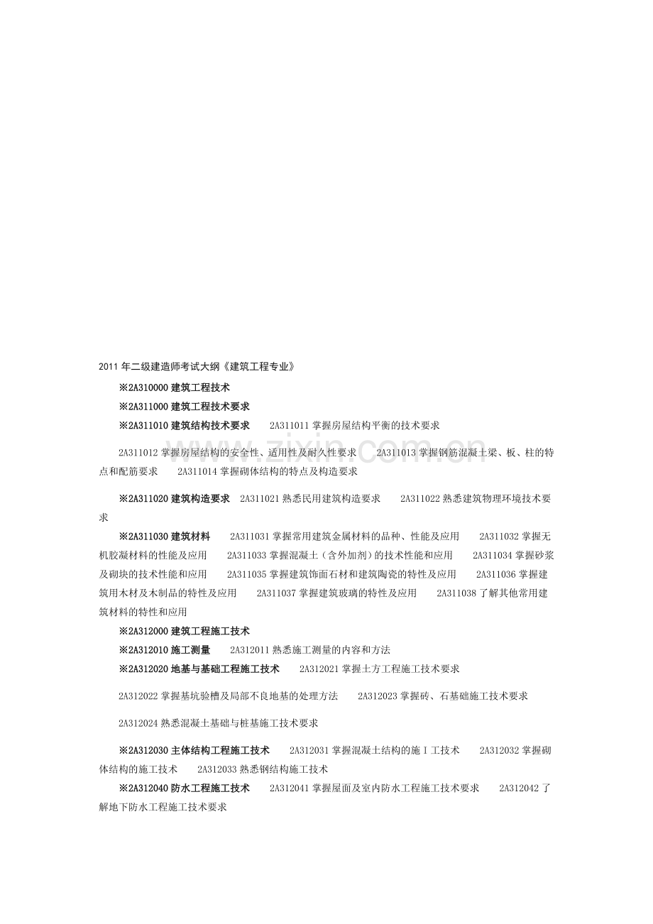 2011年二级建造师考试大纲《建筑工程专业管理与实务》.doc_第1页