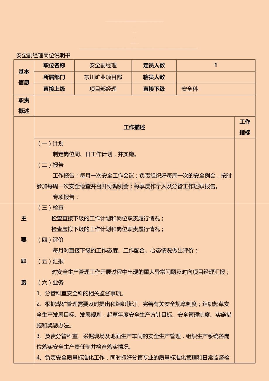 安全副经理岗位职责说明书.doc_第1页