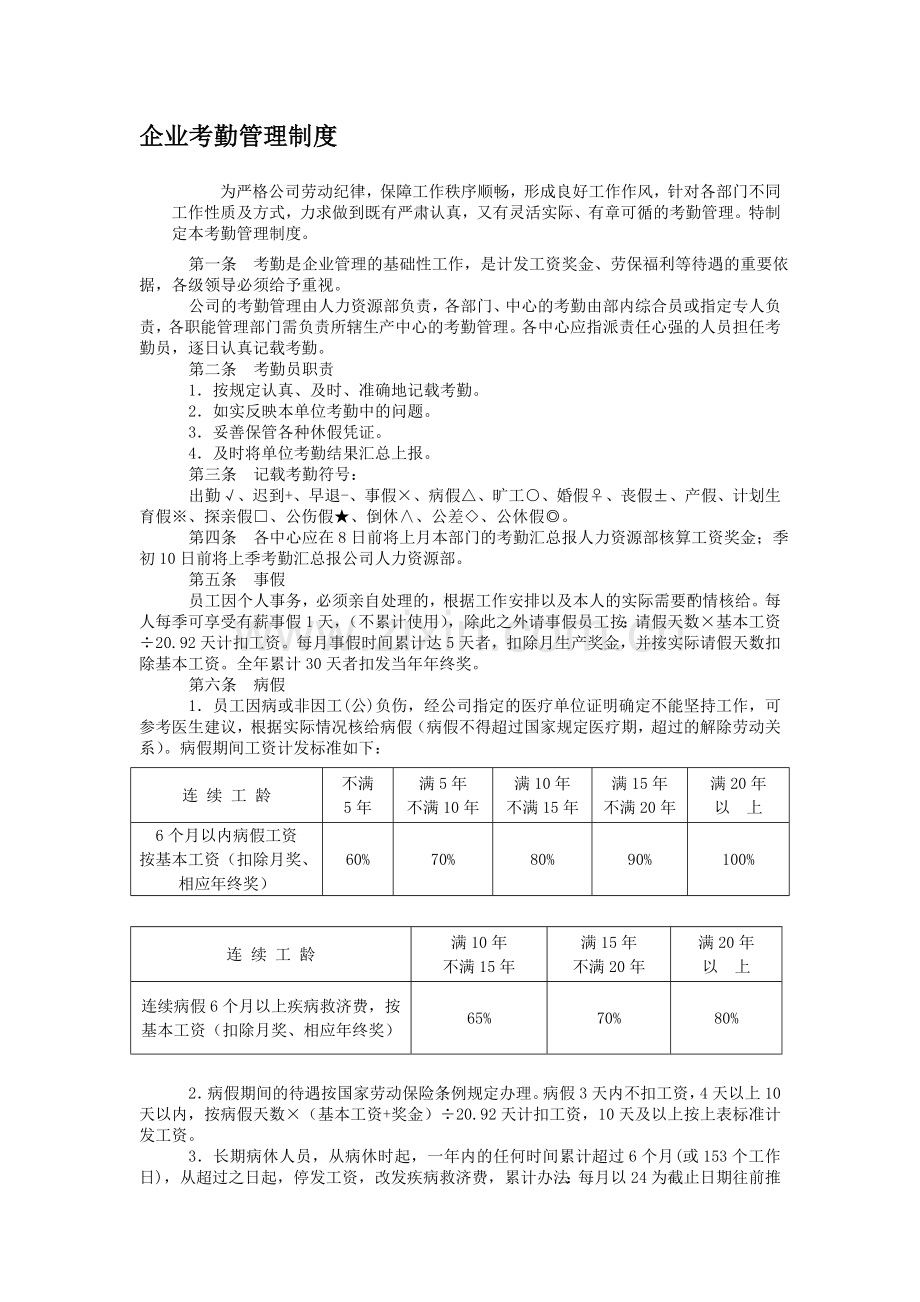 企业考勤管理制度.doc_第1页