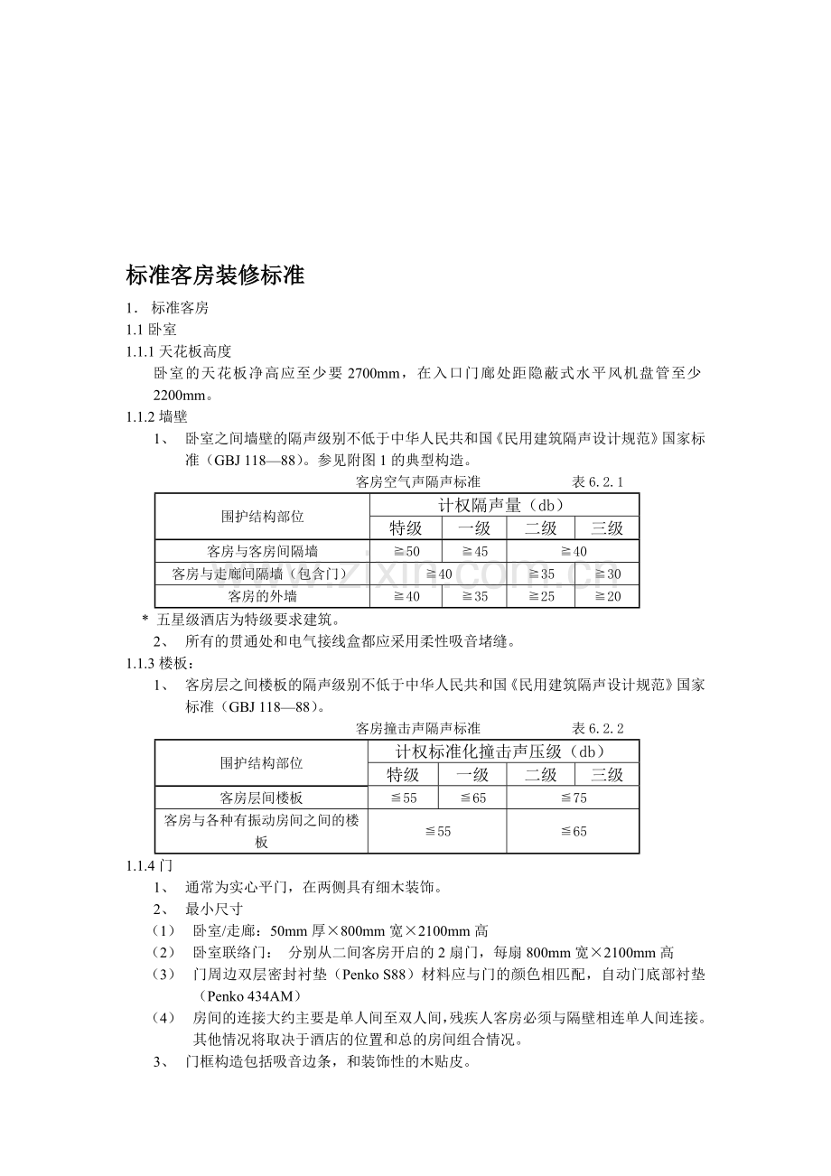 标准客房装修标准.doc_第1页